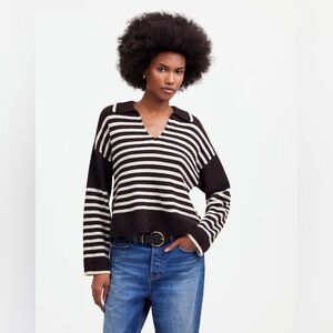 Madewell Cashmere-Wool Blend Polo Sweater in Espresso Brown